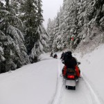 Snowmobiling on Schweitzer Mountain