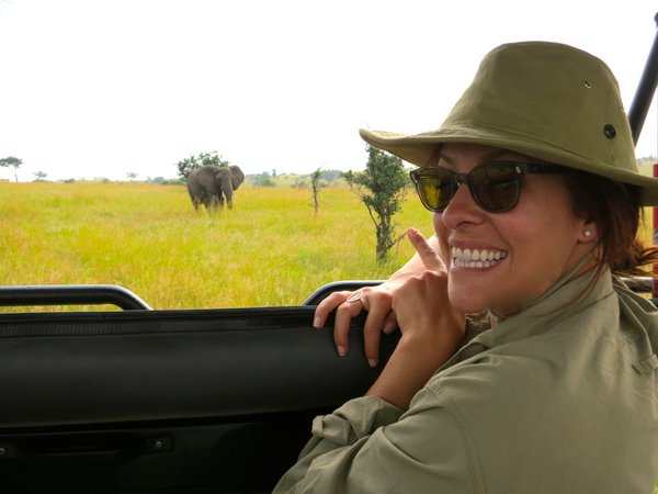 Lanee was so excited to see elephants on safari in the Serengeti. 